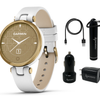 Garmin Lily Women’s Fitness Sport Smartwatch with Wearable4U Bundle - Light Gold Leather