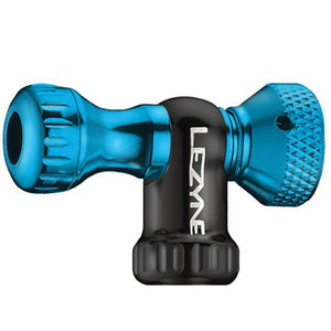 Lezyne Control Drive C02 Inflator, Head Only, Presta & Schrader Compatible, Bicycle Tire Pump CO2 Adapter, Blue