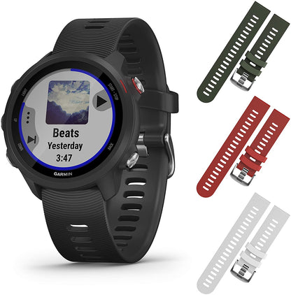 Garmin Forerunner 245 GPS Running Smartwatch (010-02120-20, Khaki/Red/White)