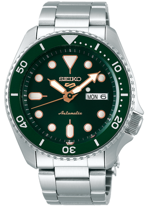 Seiko 5 Sports SRPD63 Automatic 10 ATM Water Resistant 42.5mm Green Dial with Rose Gold Accents Men's Watch