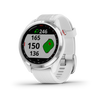 Garmin Approach S42 Premium GPS Golf Watch - Polished Silver with White Silicone Band
