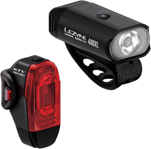 LEZYNE Mini Drive 400XL and KTV Drive Pro+ Bicycle Light Set, Front and Rear Pair, 400/150 Lumen