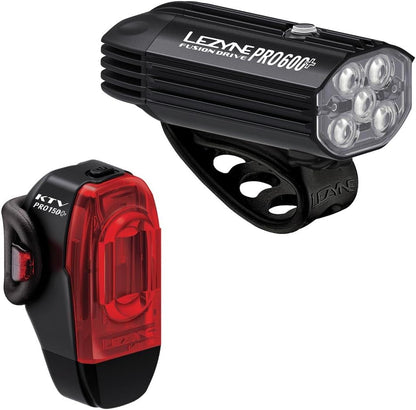 LEZYNE Fusion Drive Pro 600+ and KTV Drive Pro+ Bicycle Light Set, USB-C Rechargeable