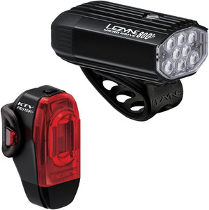 LEZYNE Micro Drive 800+ and KTV Drive Pro+ Bicycle Light Set, Front and Rear Pair, 800/150 lumen, USB-C Rechargeable