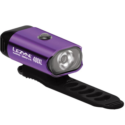Lezyne Mini Drive 400XL Bicycle LED Front Headlight USB Recharge, Purple