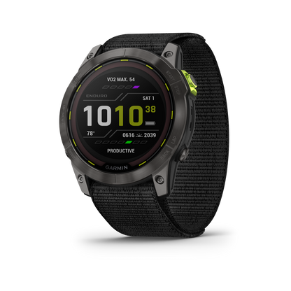 Garmin Enduro 2 GPS Smartwatch, Carbon Gray DLC Titanium with Black Nylon Band, Solar Charging (010-02754-00)