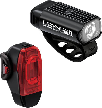 LEZYNE Hecto Drive 500XL and KTV Drive+ Bicycle Light Set, Front and Rear Pair, 500/40 Lumen, USB/USB-C Rechargeable