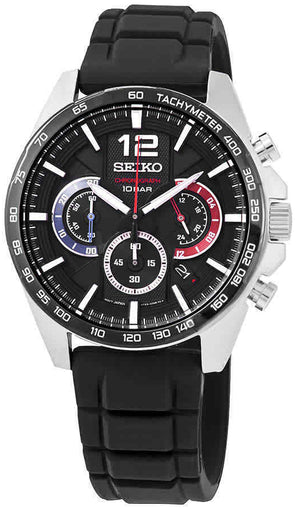 Seiko Essentials SSB347 Black multi-layered dial with Red and Blue Accents 10 ATM Water Resistant 43.9mm Men's Watch