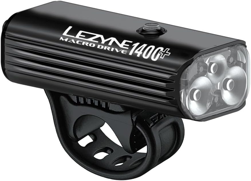 Lezyne Macro Drive 1400+ Bicycle Front Light, 1400 Lumens, USB-C Rechargeable