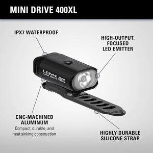 Lezyne Mini Drive 400XL and KTV Drive+ Bicycle Light Set, Front and Rear Pair, 400/40 Lumen