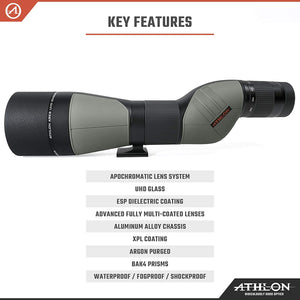 Athlon Ares G2 20-60x85 UHD Spotting Scope Straight Angle Field Scope (312007)