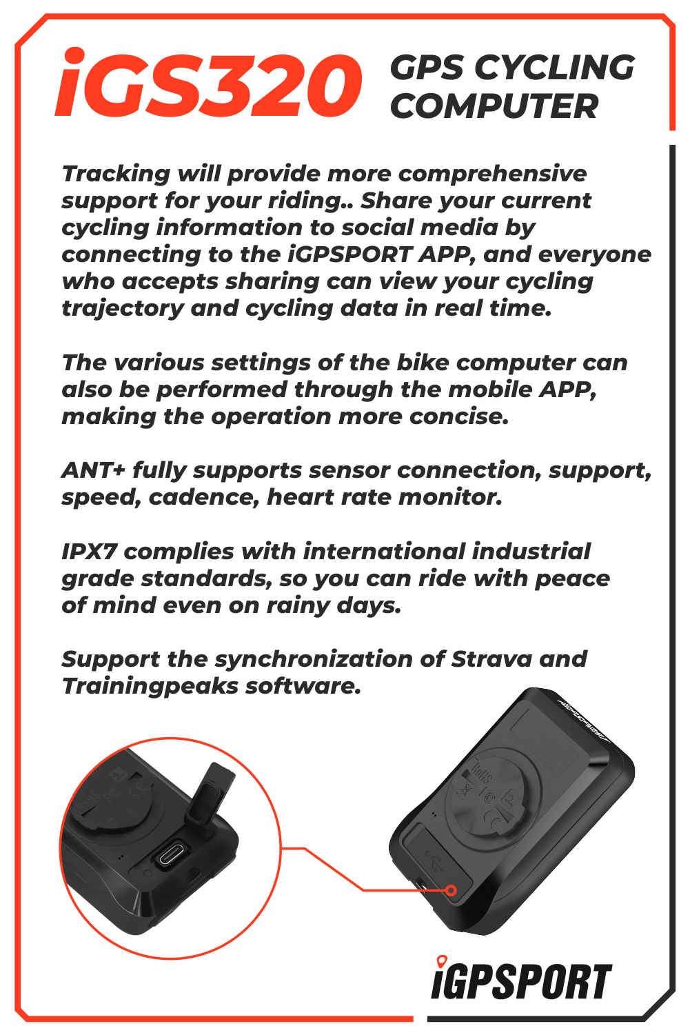 igpsport gps-fahrradcomputer igs320 iGPSPORT iGS320 GPS Wireless Cycling Computer (IGS320)