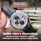 Seiko Men's Essentials Stainless Steel Japanese Quartz With Black Leather Calfskin Strap Watch (SPL055)